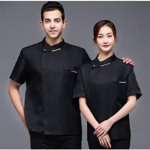 Restaurant Food Service Kitchen Jacket Men and Women Short Sleeve Master Chef Uniform Bakery Canteen Hotel Barber Workwear Shirt