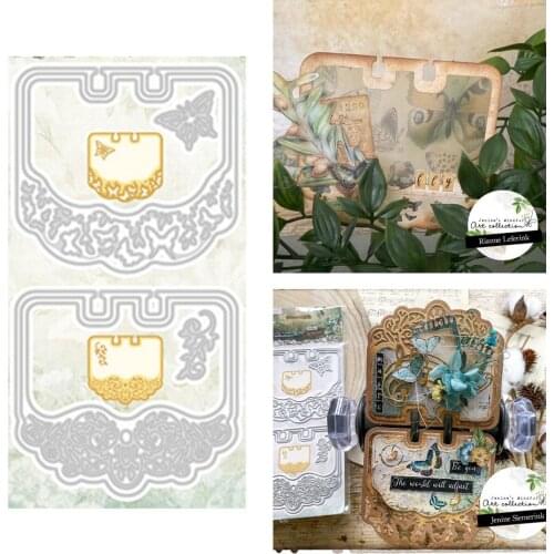 Butterfly Pattern Lace Rectangle Background Metal Cutting Dies Scrapbook Diary Decoration Stencil Embossing Template DIY New