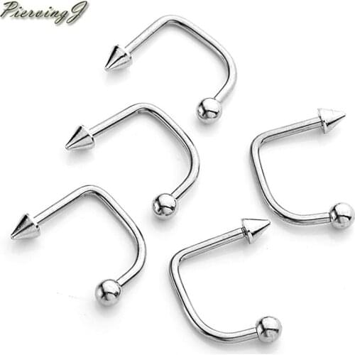 PiercingJ 16g Stainless Steel Horseshoe Ball Lippy Loop Lip Labret Ring Body Piercing