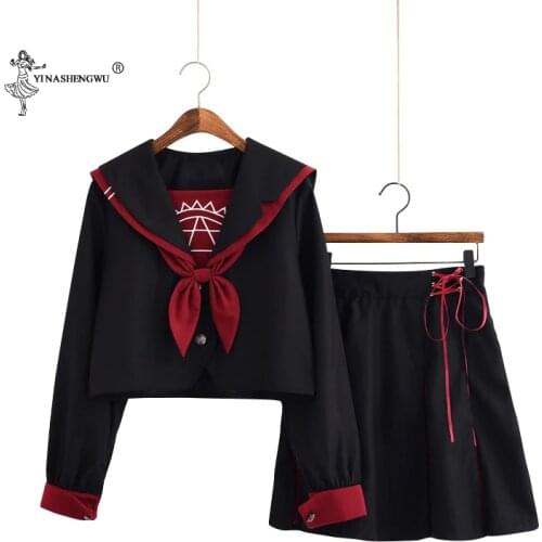 Girls Japanese School Uniforms Lady Female Group Sailor Suit Lady Team Dance Performance Halloween Costumes 2-piece Set With Tie