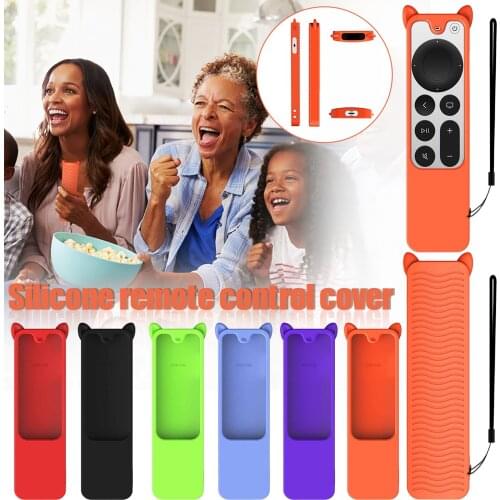 Silicone Remote Case Cute Cat Ear Remote Protector Shell For Apple TV Siri Remote 4K 2021 Remote Control Shockproof Case Cover