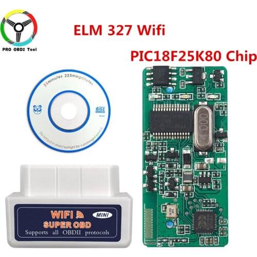 Super Mini ELM327 Wifi V1.5 OBD2 ELM327 PIC18F25K80 Chip ELM 327 OBDII Diagnostic Tools for Android/IOS/Windows/PC