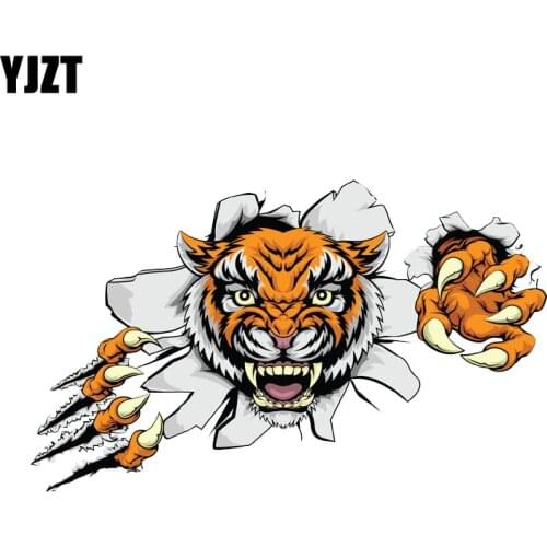 YJZT 15.2CM*9.1CM Fierce Tiger Head Decal PVC Motorcycle Car Sticker 11-00618