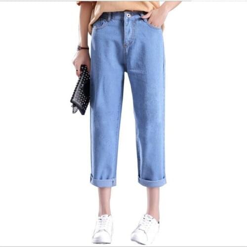 Top High Quality Women New Ankle-Length Jeans 2019 Spring Plus Size 3XL Female Harem Pants Straight Jeans High Waist Loose Q173