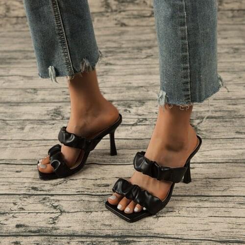 Womens slippers outdoor 2021 summer new fashion sexy mule high heel shoes womens luxury new large size