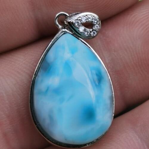 1pcs Wholesale Retail Natural Copper Pectolite Pendant Necklace S925 Sterling Silver Inlaid Plata Womans Ladies Jewelry Larima