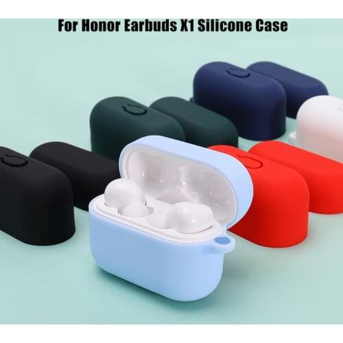 1 PC Anti-fingerprint Dust-proof Protective Cover Silicone Case with Carabiner for Honor Earbuds X1 TWS Wireless Earphone