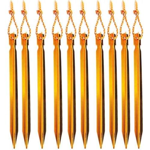 10pcs/lot Aluminium Alloy Tent Peg Nail 700I Aluminium Alloy Stake with Rope Camping Accessories Traveling Beach Outdoor Tool