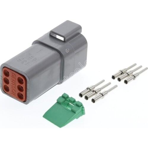 100Kits Deutsch DT Series 6 Way Plug Connector Kit DT04-6P Plug Assembly + Pins & Wedglock Automotive Rectangular DC Connector