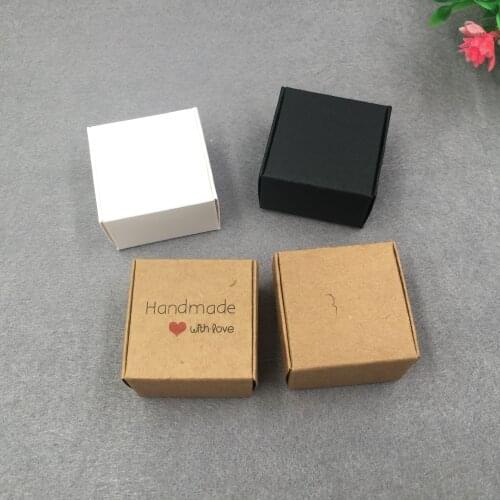 100 pcs 4x4x2.5cm Multiple colors Craft Paper Jewelry Pack Boxes Small Gift Box For Handmade Soap Wedding Party Candy gift box