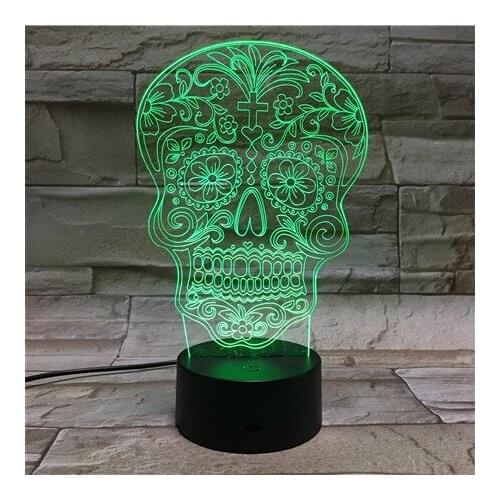 3D Skull Light 2019 Cool Desk Bedroom Lamp RC Toy Kid Night Sleep Baby Child Sleeping Nightlight Home Office Party Deco Gifts 6