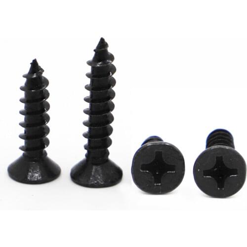 50Pcs M1.2 M1.4 M1.7 M2 M2.3 M2.6 M3 M4 Black Carbon Steel Cross Phillips Countersunk Flat Head Tapping Screws Wood Screw