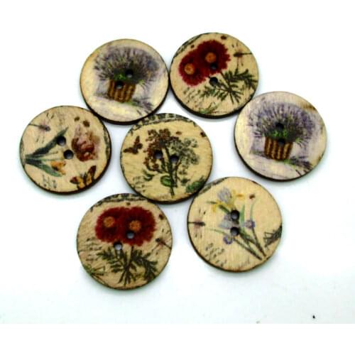 50pcs Mixed Round Wooden Sewing Buttons For Clothing Needlework Scrapbooking Wood Botones Decorative Crafts Diy Accessories