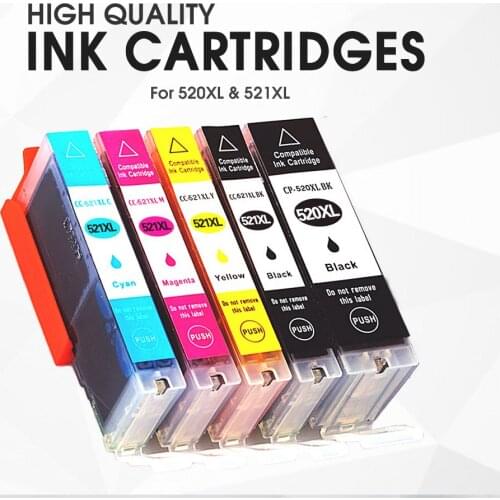 5PK Compatible Ink Cartridges PGI-520 CLI-521 for Canon PIXMA iP 3600 4600 4700 MP 540 550 560 620 630 640 980 MX860 Printer
