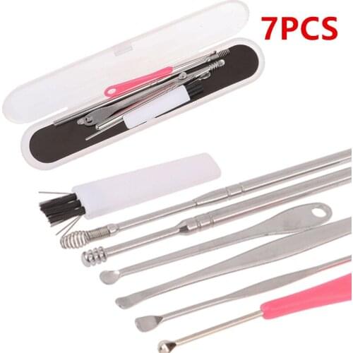 7PCS / 5PCS Ear Wax Pickers Stainless Steel Earpick Wax Remover Curette Ear Pick Cleaner Ear Cleaner Spoon Care Ear Clean Tool