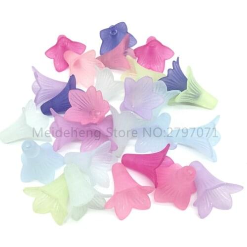 Morning Glory flowers Acrylic BeadsTranslucent Dull Polish Beads Fit Jewelry Handmade DIY Craft Accessories 21*23mm 40pcs/bag