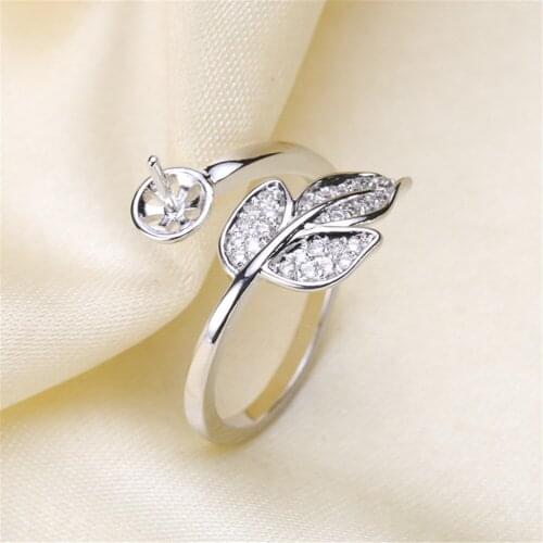 DIY Pearl Accessories S925 Silver Plated Adjustable Fine Pearl Ring Setting Blank Bar Settings Cameo Base