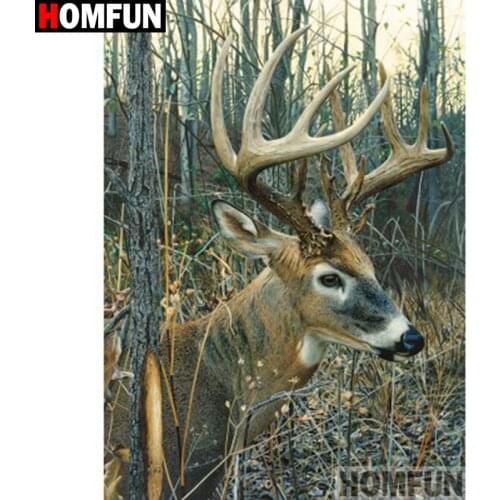 HOMFUN Full Square/Round Drill 5D DIY Diamond Painting "Deer scenery" Embroidery Cross Stitch 5D Home Decor Gift A18124