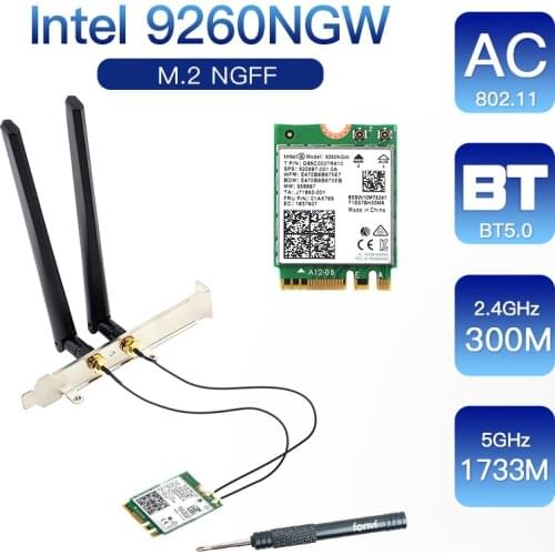 1730Mbps Wireless 9260NGW Wifi Desktop Kit Pigtail Cable Antenna for NGFF/M.2 7265NGW 8265NGW 9260AC Wi-Fi Card Wireless Adapter