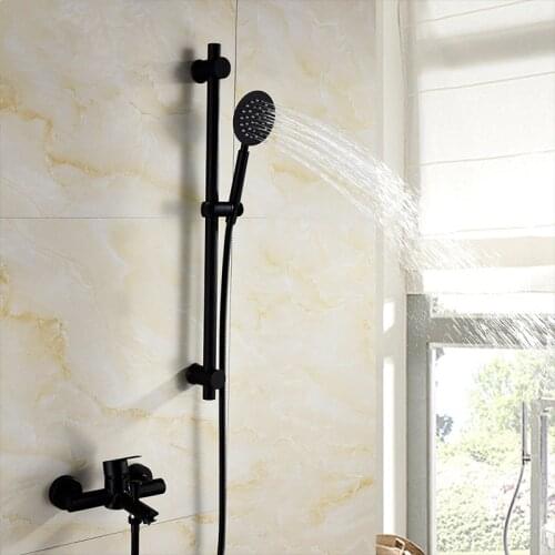 Black 304 Stainless Steel Shower Faucet With Sliding Bar Bathroom Shower Set Hot And Cold Shower Mixer