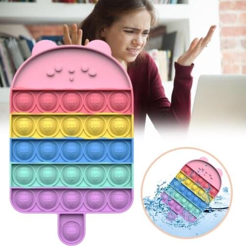 Color Bear Ice Cream Decompression Toy Waterproof Silicone Bubbles Game Toy Relieve Stress Unisex Sensory Toy