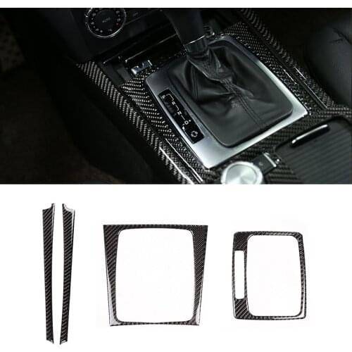 For Mercedes Benz C Class W204 2007 - 2010 2011 2012 2013 Car Carbon Fiber Center Gear Shift Panel Cigarette Lighter Cover Trim