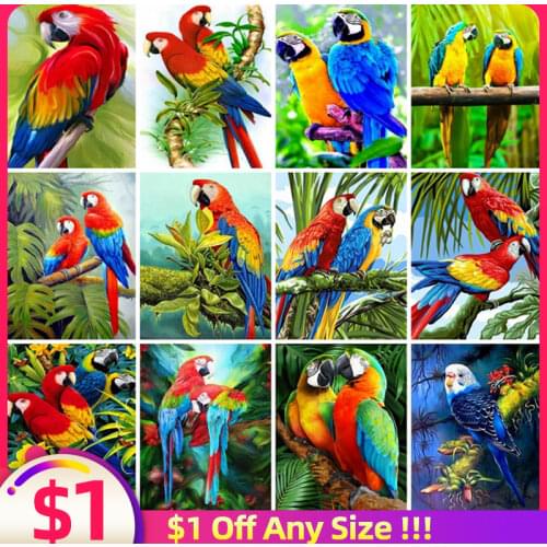 EverShine Diamond Embroidery Full Display Diamond Painting Parrot Pictures Rhinestones Bird Diamond Mosaic Art Cross Stitch