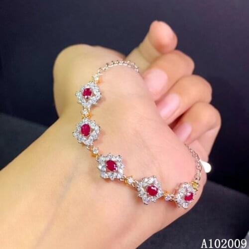 KJJEAXCMY fine jewelry 925 sterling silver inlaid natural ruby bracelet luxury girl hand bracelet support test