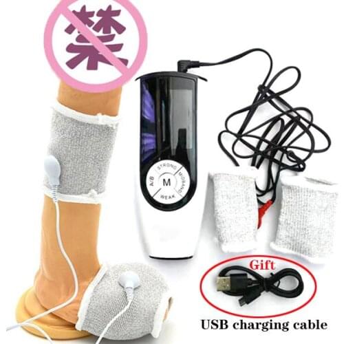 Electric Shock Penis Ring Sex Toy Electrical Stimulation Therapy Massager Penis Erection Enhancer MaleMasturbation Delay Ring