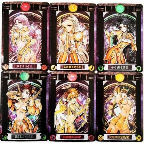 12pcs/set Girl Version Saint Seiya Twelve Gold Toys Hobbies Hobby Collectibles Sexy Girl Game Anime Collection Cards