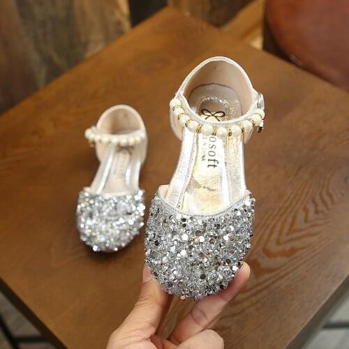 Korean Fashion Girls' Shoes Princess Shoes Little Girls Shoes Crystal Shoes Diamond Pearl Low Heeled Sandals Clear Shoes
