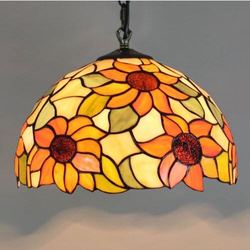 European-Style Creative Tiffany Colored Glass Vintage Restaurant Chandelier Bar Club Tian Yuan 30cm Art Lamps