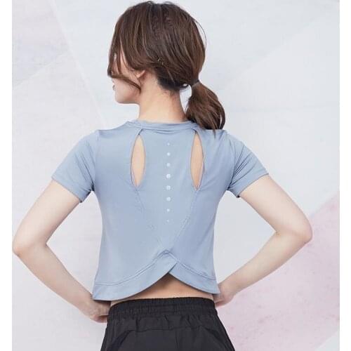 Yoga Crop Top Clothes Womens Summer Short Sleeve T-shirt Running Training Outdoor Mujer Camisetas