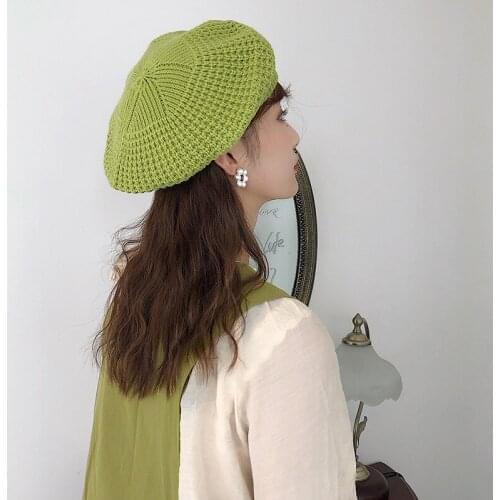 Fashion Winter Women Beret Warm Knitted Baggy Beanie Hat Pretty Comfortable Plain Caps Multicolor Elasticity Ski Cap Flat Cap