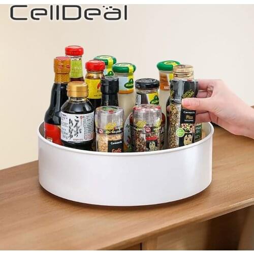 Non-Skid Multi-fonction 360 Degree Rotating Storage Tray Spice Jar Cosmetics Food Snack Container Organizer for Home Kitchen