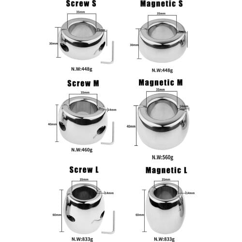 New Heavy Duty Magnetic Stainless steel Ball Scrotum Stretcher Metal Penis Cock Ring Big Men Erection Sex Toys For Men Dick Ring