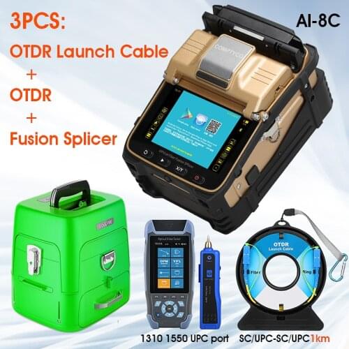 AI-8C FTTH Fiber Optic Splicing Machine Optical Fiber Fusion Splicer OTDR With Optical Power Meter OPM VFL Light Source 900A
