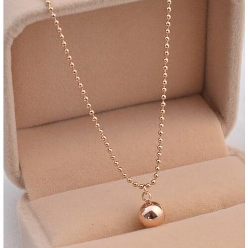 Smooth Steel Ball Pendant Necklace Titanium Steel Rose Gold Color Woman Fine Jewelry Birthday Gift Free Shipping Never Fade