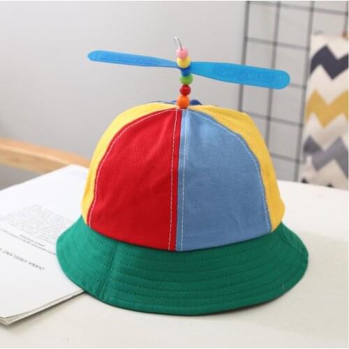 New Spring summer children Propeller Bucket Hat boys girls Cute dragonfly Bob Cap sunscreen Cap Beach Sun Kids Panama Hat