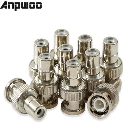 10pcs BNC Male Jack to RCA Female Plug Straight Convert Connector Adapter CCTV Security Camera Surveillance Video rca socket