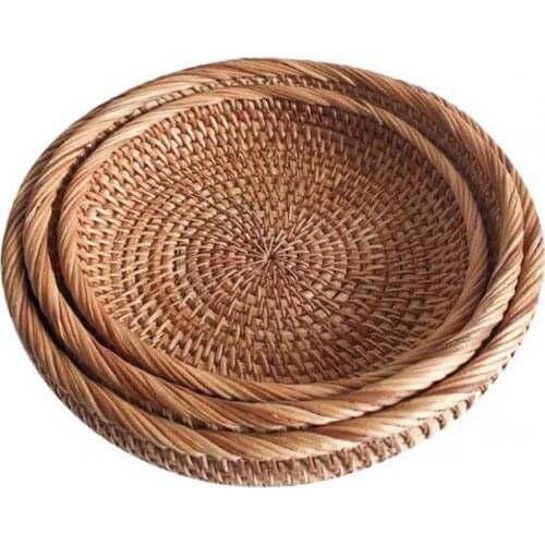 Storage Tray Handmade Eco-friendly Wear Resistant Rattan Breathable Storage Decorative Vegetable Basket Indoor Storage
