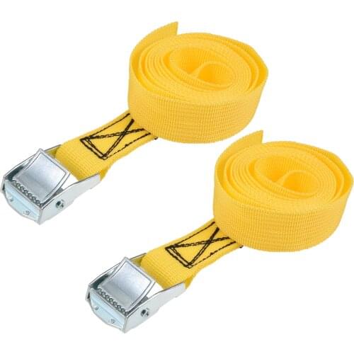 Uxcell 1.5M x 25mm Lashing Strap Cargo Tie Down Straps w Cam Lock Buckle 250Kg Work Load, Yellow, 2Pcs