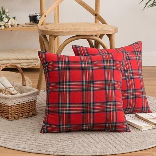 Pillow Christmas Cushion Cover Red Plaid 30*50/45*45/50*50 Home Decoration Pillow Covers Decorative for Sofa Bed Car Living Room