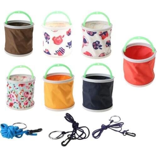 Fishing Bucket Canvas Round Folding Outdoor Portable 14cm Storage Camping Hiking E56D