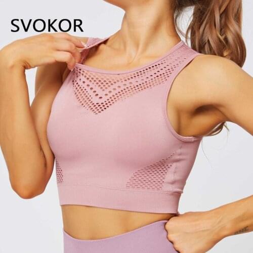 SVOKOR Sexy Bra Women Mesh Seamles Spush Up Bra Sport Bralette Gym Cropped Tops Workout Active Clothes Energy High Impact