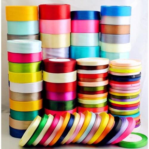 1PC 25Yards/Roll 6mm 10mm 15mm 20mm 25mm 40mm 50mm Silk Satin Ribbons for Crafts Bow Handmade Gift Wrap Party Wedding Decorative