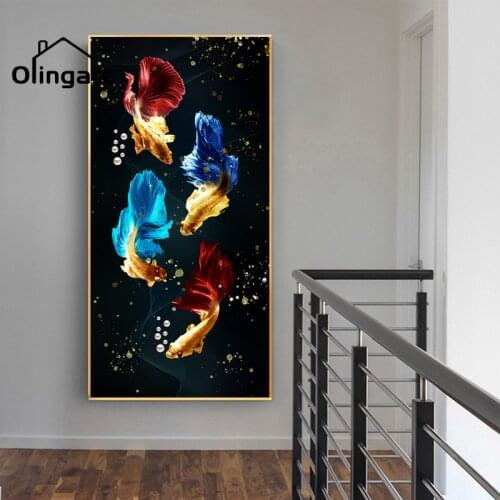 Modern Fancy Carp Wall Art Lotus Pond Pictures Print One Piece Canvas Painting Home Decor for Living Roomhome Decor No Frame