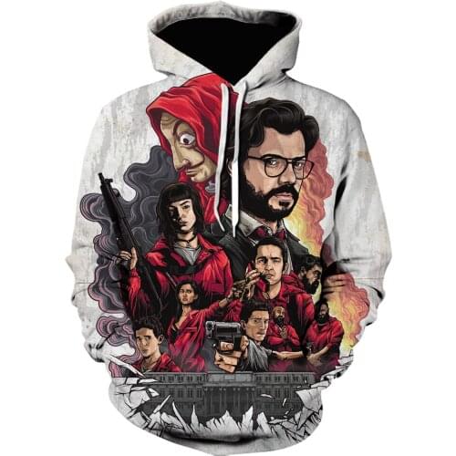 La Casa De Papel Hoodies Costume Face Sweatshirt Mens Raglan Pullover The House of Paper Hoody Men spring Tracksuit Streetwear