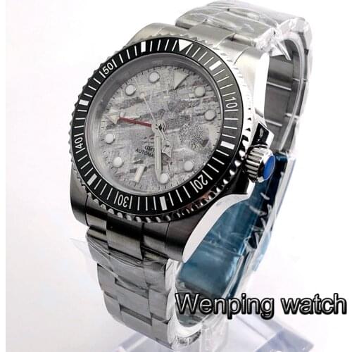 Bliger 40mm silver case sapphire glass ceramic bezel sterile dial GMT date window luminous automatic mens top mechanical watch