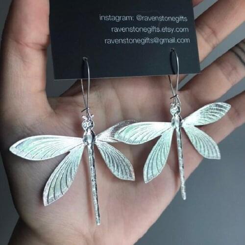 Fashion Dragonfly Drop Earrings for Women Jewelry Silver Color Insect Flying Wings Hook Earrings Pendientes Mujer
